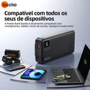 Power Bank Basike 20000mAh Preto, Carga Rápida 22.5W para iPhone e Samsung, Com Cabos Embutidos e Display